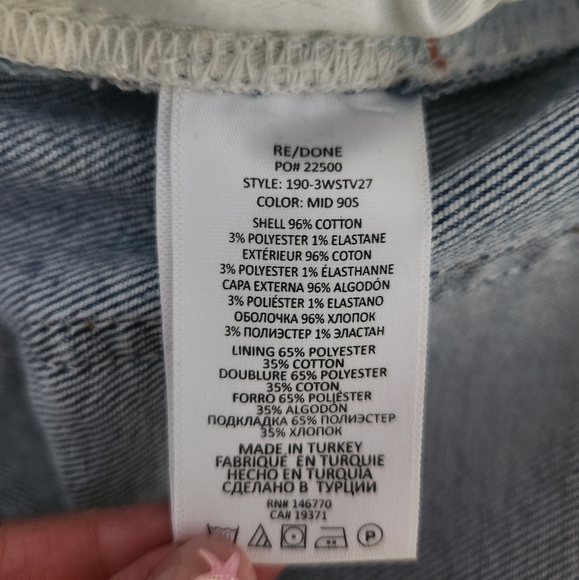 Re/Done | Comfort Stretch High Rise Stove Pipe Jeans in Mid 90s - Size 27 - Picture 12 of 13